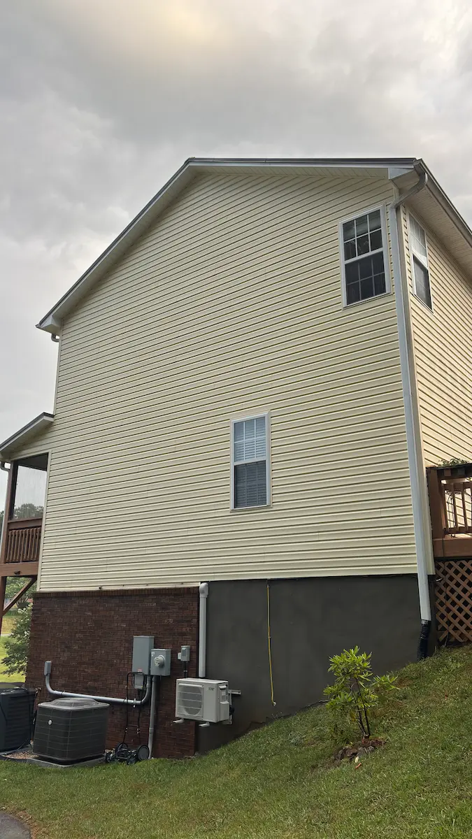 House siding after softwash - wide shot